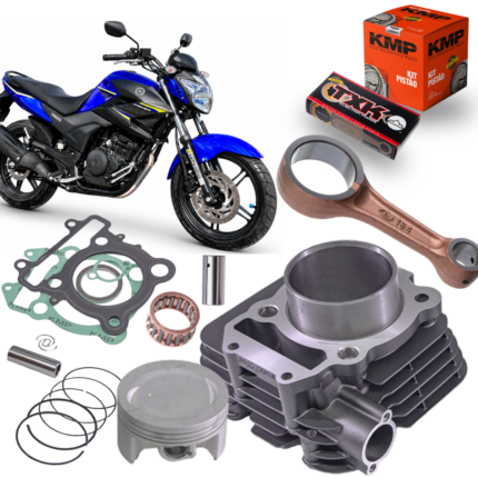 KIT CILINDRO PISTAO ANEL JUNTA BIELA  FAZER 250 BLUE FLEX
